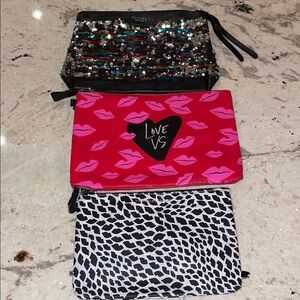 Victoria's Secret Sequin and Lip Print Pouches